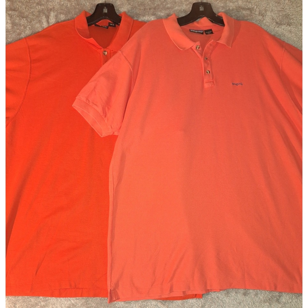 VINTAGE Patagonia Polos Lot of 2 Mens XL Orange Salmon 1988/1990 Casual Sporty - Picture 1 of 16